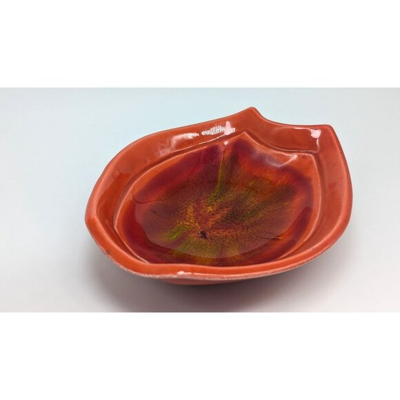 Vintage Ceramic Red 0range Glaze Dish California USA Pottery - Picture 10 of 16